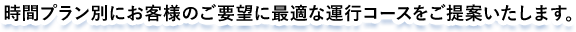 クルージングは時間プラン別にお客様のご要望に最適な運行コースをご提案いたします。